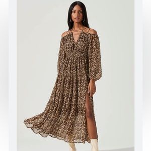 ASTR cold shoulder midi dress